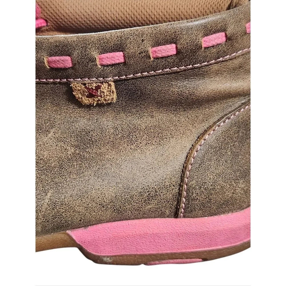 Twisted X Youth Girls' Brown Breast Cancer Moccasin Boots - Moc Toe Size 5.5 M